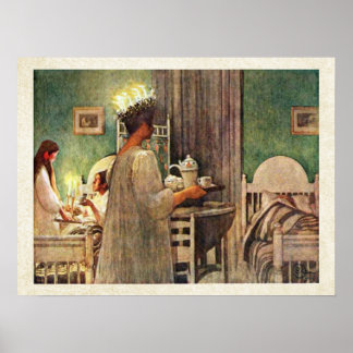 Affiche Carl Larsson St Lucia Jour Noël en Suède