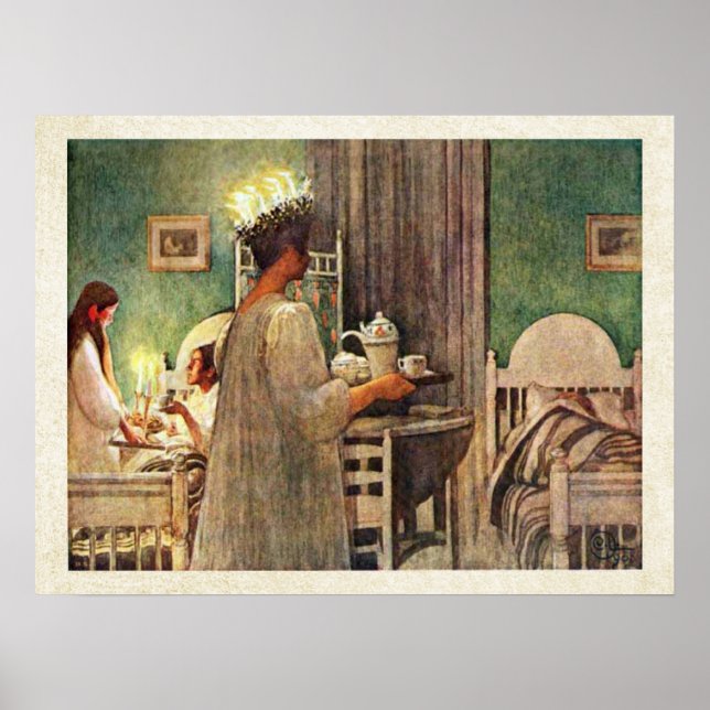 Affiche Carl Larsson St Lucia Jour Noël en Suède (Devant)