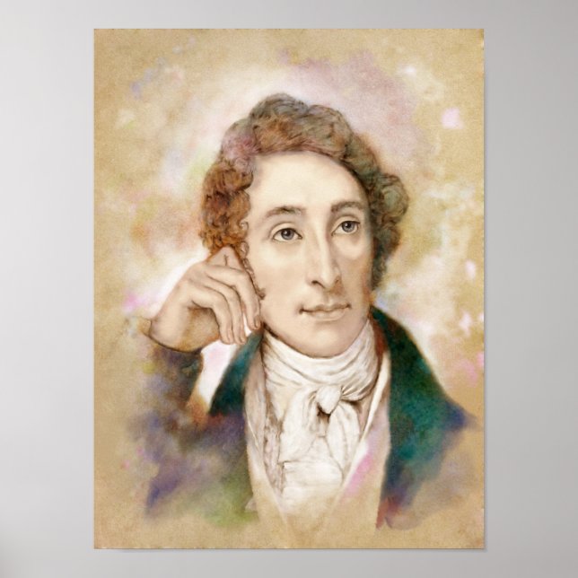 Affiche Carl Maria von Weber Portrait im Aquarell Style (Devant)