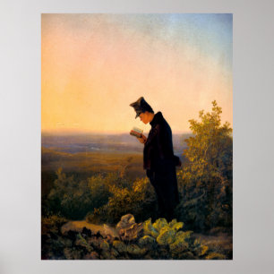 Affiche Carl Spitzweig, Le Soir, peinture allemande