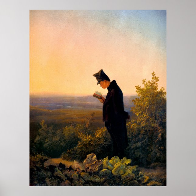 Affiche Carl Spitzweig, Le Soir, peinture allemande (Devant)