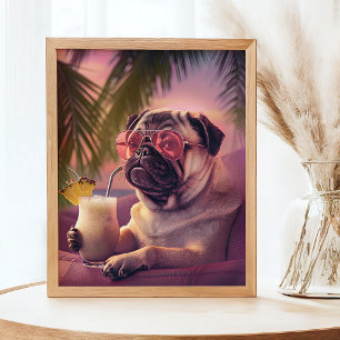 Affiche Carlin Boire Cocktail Été Animaux Portrait