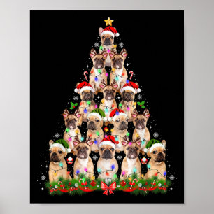 Affiche Carlin Chien Feux de Noël Lumières Drôle Noël Homm