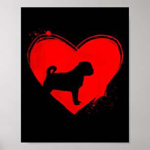 Affiche Carlin Chien forme de coeur Valentine Amoureux de