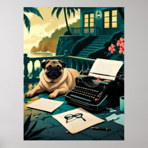 Affiche Carlin chien gentleman vintage