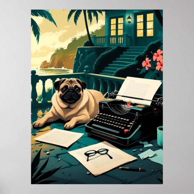 Affiche Carlin chien gentleman vintage (Devant)