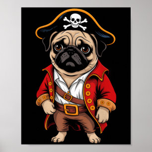 Affiche Carlin Chien Pirate Chemise Garçons Enfants Crâne 