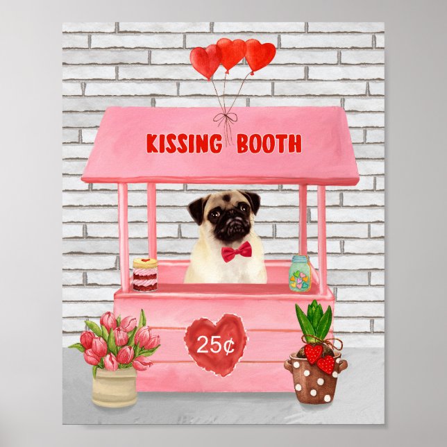 Affiche Carlin Chien Valentine's Day Kissing Booth (Devant)