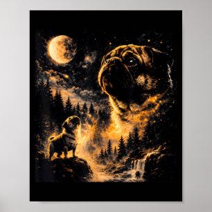 Affiche Carlin des années 90 hurle à la Lune Maman Pug Chi