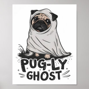 Affiche Carlin-ly Ghost Funny Chien Puns Halloween Proprié