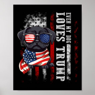 Affiche Carlin noir même mon chien aime Trump drôle
