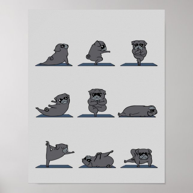 Affiche Carlin noir Yoga | Amoureux du Carlin drôle (Devant)