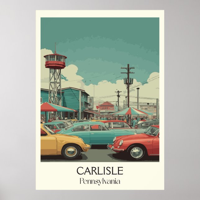 Affiche Carlisle Pennsylvania Vintage Classic Car Street (Devant)