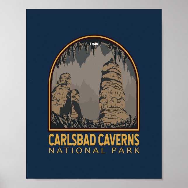 Affiche Carlsbad Caverns National Park Vintage Emblem (Devant)