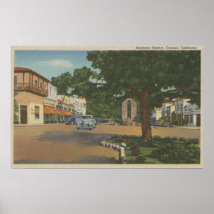 Affiche Carmel, CA - vue de district des affaires du