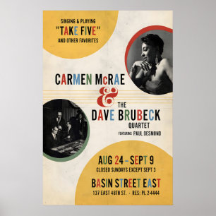 Affiche Carmen McRae - Dave Brubeck - Paul Desmond jazz