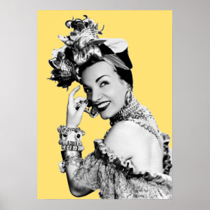 Affiche Carmen Miranda Portrait Noir et Blanc Artwork de