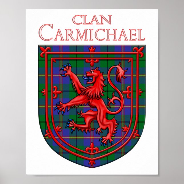 Affiche Carmichael Tartan Scottish Plaid Lion Rampant (Devant)