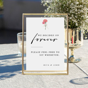 Affiche Carnation Choisir un siège pas un panneau Mariage