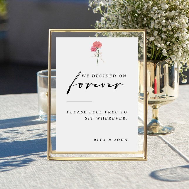 Affiche Carnation Choisir un siège pas un panneau Mariage  (Créateur téléchargé)