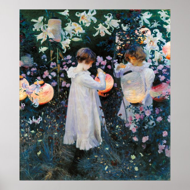Affiche Carnation, Lily, Lily, Rose - John Singer Sargent (Devant)