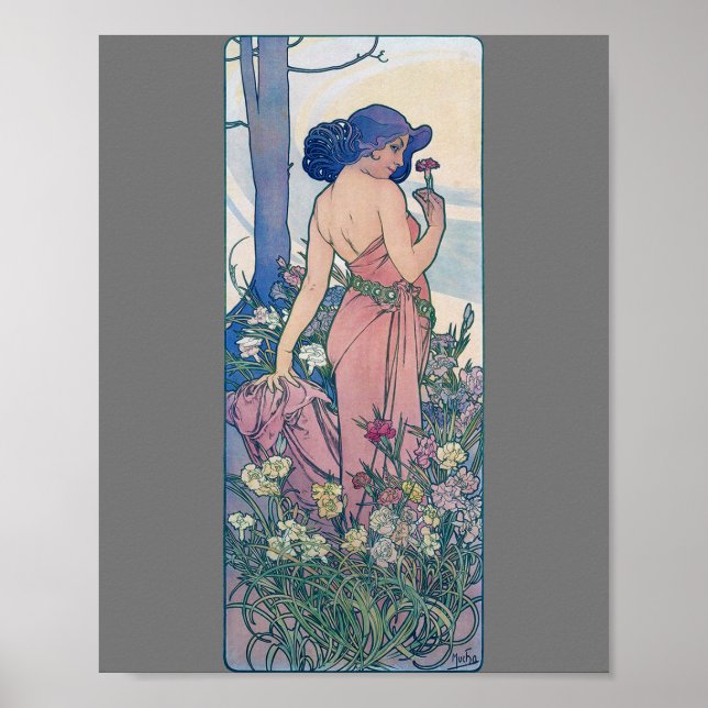 Affiche Carnation (Quatre Fleurs), Alphonse Mucha (Devant)