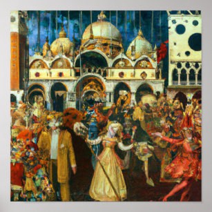 Affiche carnaval à Venise peinture à l'huile style renaiss