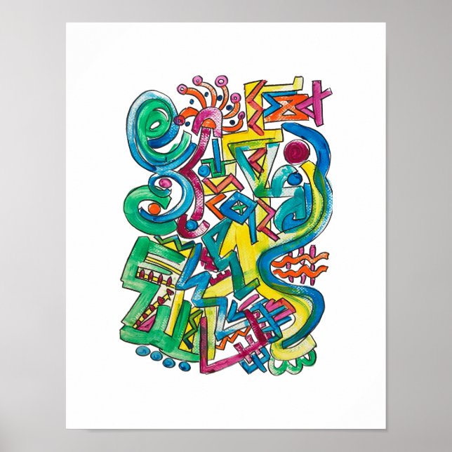Affiche Carnaval - Art Abstrait Peint à la Main (Devant)