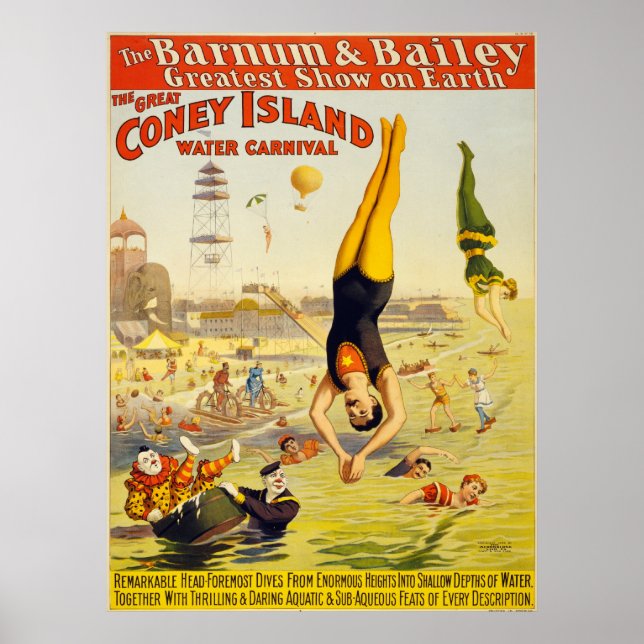 Affiche Carnaval Barnum & Bailey Coney Island Water Carniv (Devant)