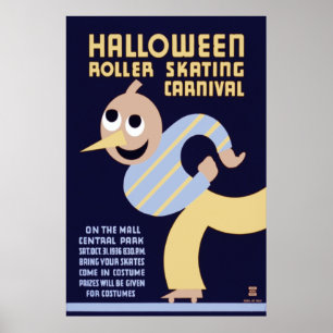 Affiche Carnaval de patinage de rouleau de Halloween