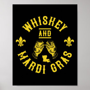 Affiche Carnaval Et Whisky Drôle Cadeau Nouvelle-Orléans
