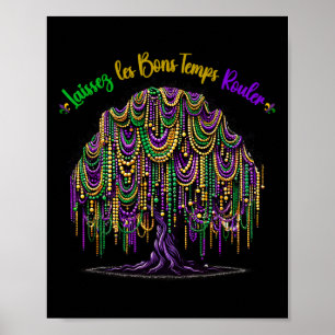 Affiche Carnaval Mardi Gras Bead Tree New Orleans 2025 Pou