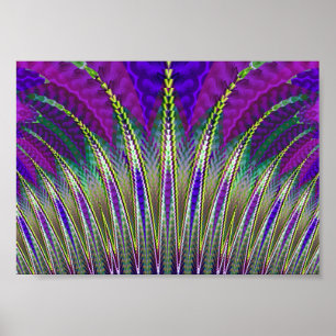 Affiche Carnaval Mardi Gras Violet et Vert Fractal