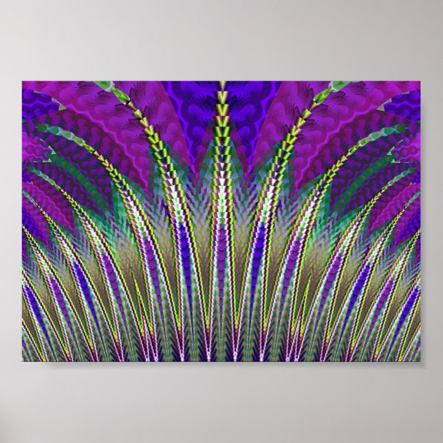 Affiche Carnaval Mardi Gras Violet et Vert Fractal (Devant)