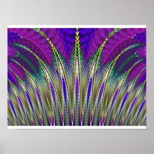 Affiche Carnaval Mardi Gras Violet et Vert Fractal