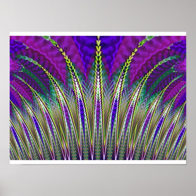 Affiche Carnaval Mardi Gras Violet et Vert Fractal (Devant)