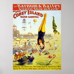 Affiche Carnaval vintage Coney Island Circus Water Carniva