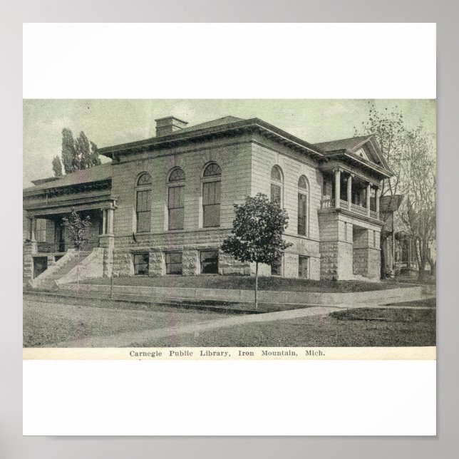 Affiche Carnegie Public Library, Iron Mountain, Michigan (Devant)