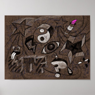 Affiche Carnet Couverture Inspiré Doodle - Grunge