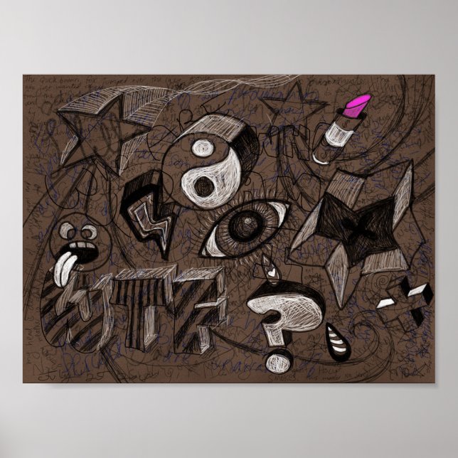 Affiche Carnet Couverture Inspiré Doodle - Grunge (Devant)