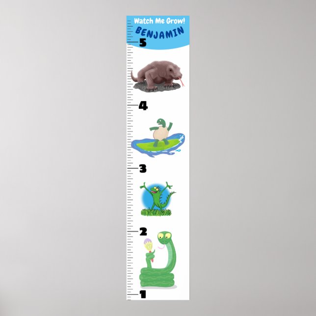 Affiche Carnet de croissance des animaux de reptiles drôle (Devant)
