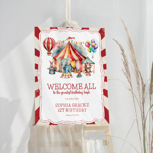 Affiche Carnival Sign Circus Animals Birthday Welcome Sign