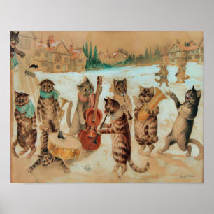 Affiche Carol Singing 1925 Louis Wain Wall Art