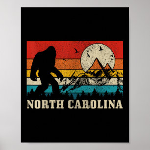 Affiche Caroline du Nord Bigfoot Vintage Montagnes Randonn