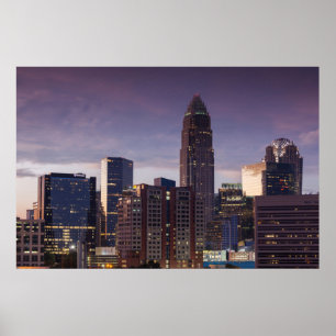Affiche Caroline du Nord, Charlotte, vue surélevée