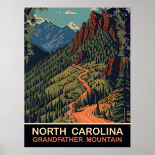 Affiche Caroline du Nord, Montagne Grand-père, Voyage