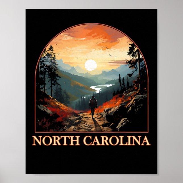 Affiche Caroline du Nord Nc Randonnée Fierté de l'État Mon (Devant)