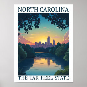 Affiche Caroline du Nord Tar Heel State USA Travel Place