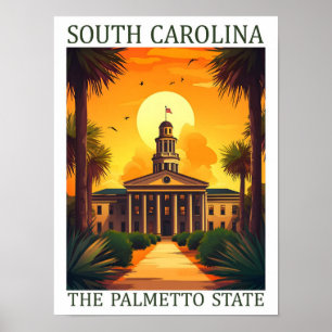Affiche Caroline du Sud Palmetto State USA Travel Place