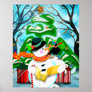 Affiche Caroling Snowman Mur/Porte/Fenêtre